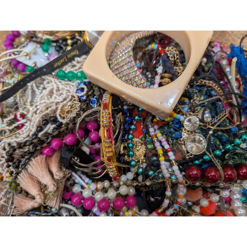 5 Lbs Mixed Craft Jewelry Lot Rhinestone Beaded Repurpose Harvest Lot 5